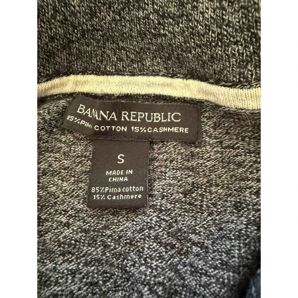Banana Republic Men’s Cashmere Cotton Quarter Zip Sweater Gray Size Small